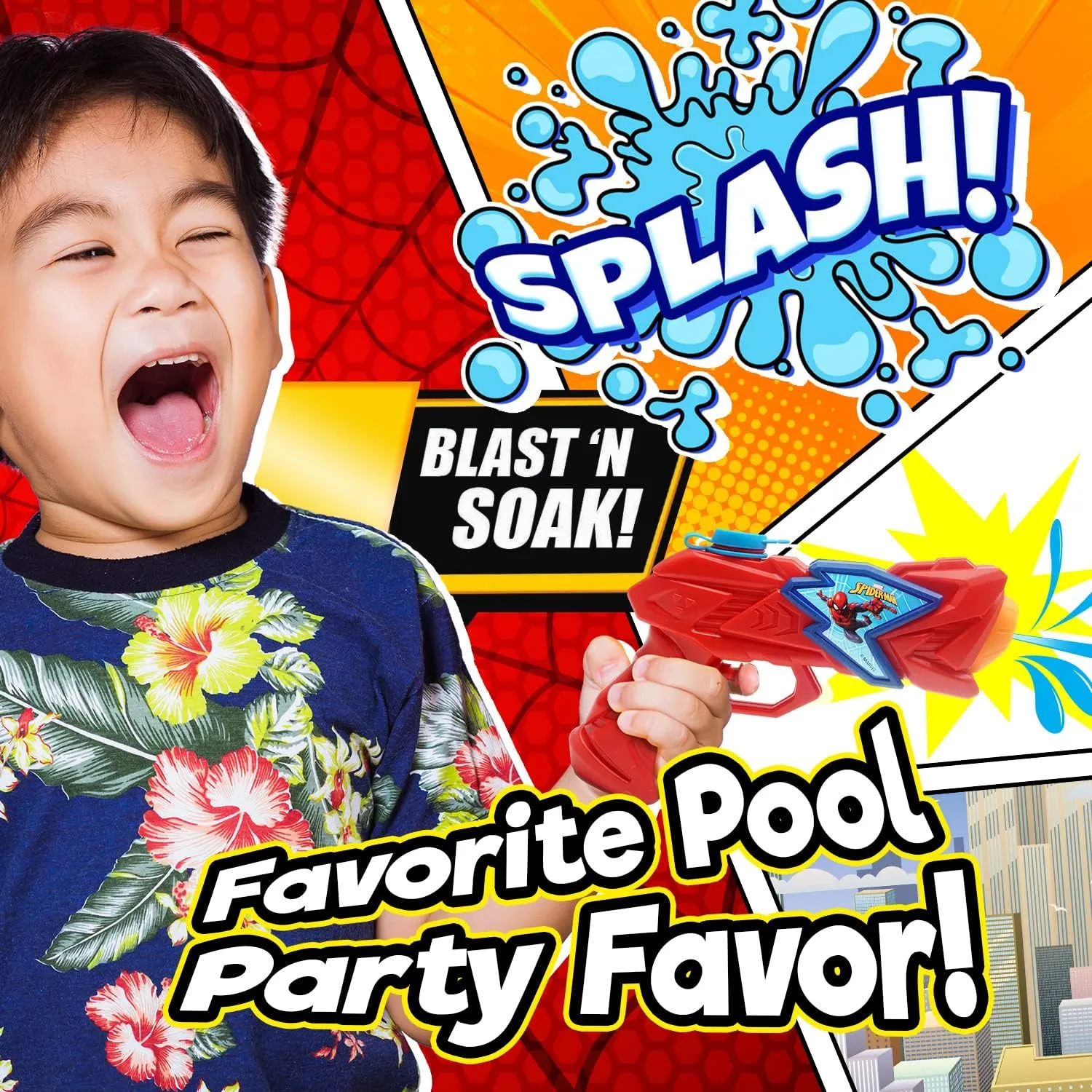 JA-RU Marvel Spiderman Water Gun Pistol Toys (6 Small Water Gun) Water Squirter Guns for Kids. Super Hero Pool Toys. Cat & Dog Training. Outdoor Games. 6819-6