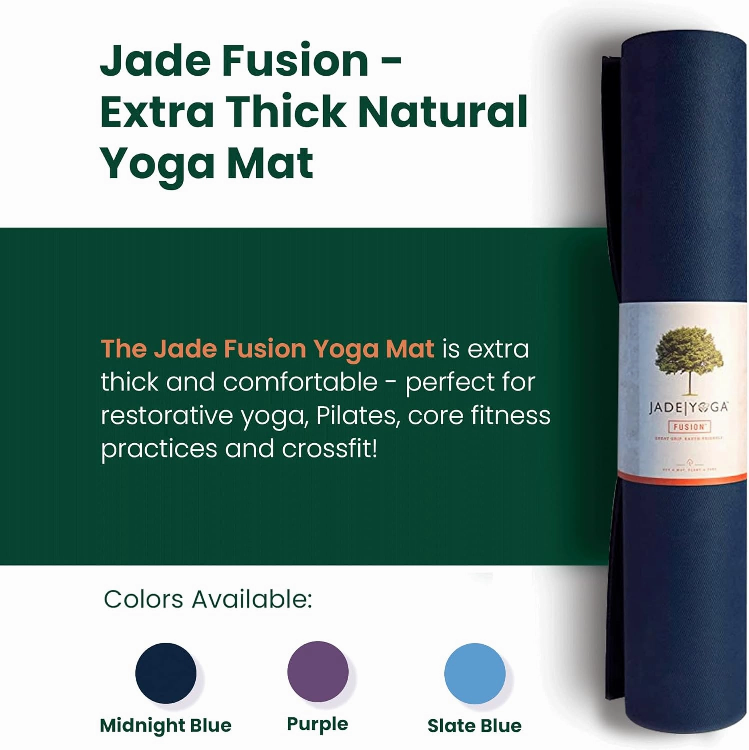Jade Fusion Yoga Mat, Luxurious Comfort & Sturdy Workout Mats for Home Gym, 68" and 74" Yoga Mat Thick, Non-Slip Workout Mat with Extra Strong Grip, US Made Yoga Mats