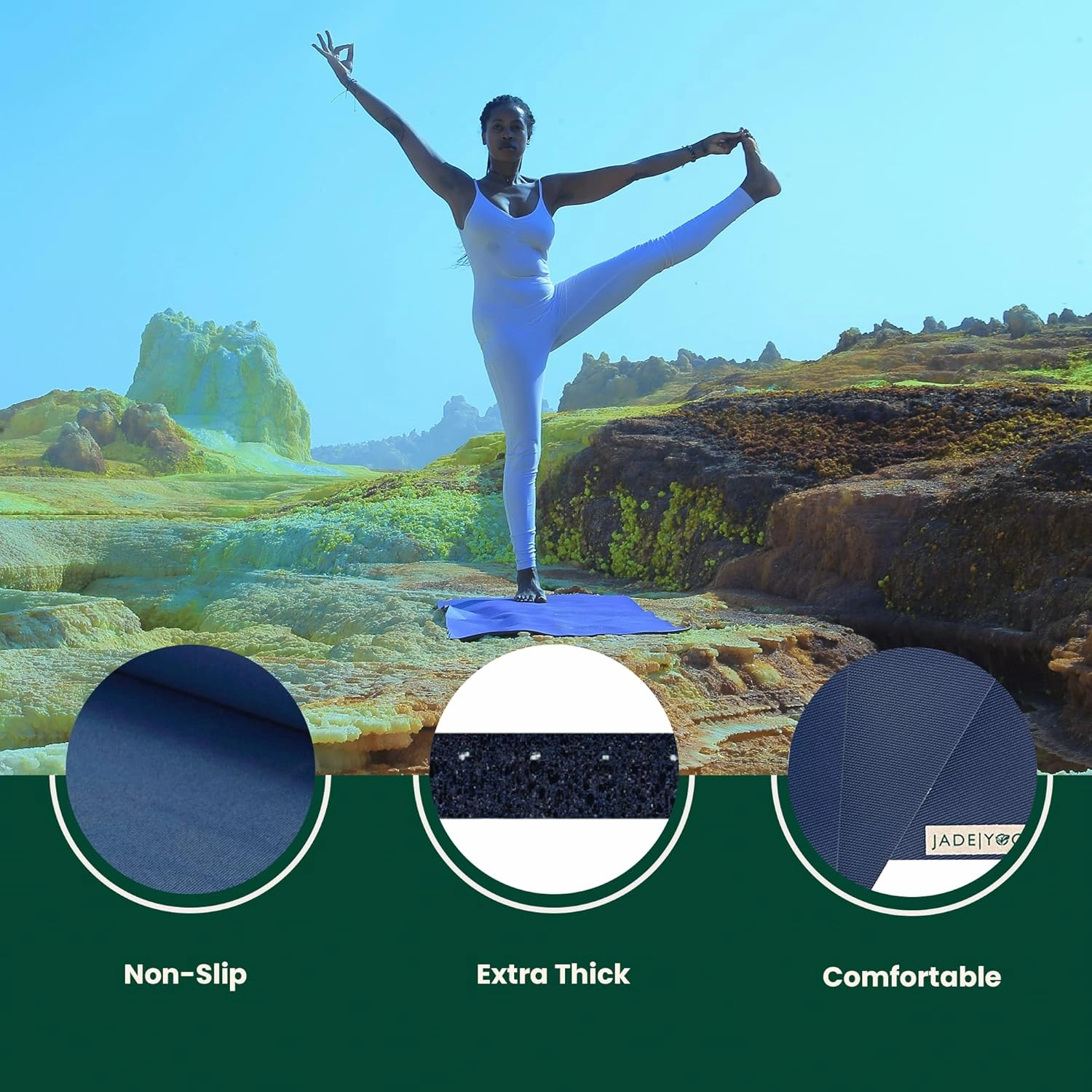 Jade Fusion Yoga Mat, Luxurious Comfort & Sturdy Workout Mats for Home Gym, 68" and 74" Yoga Mat Thick, Non-Slip Workout Mat with Extra Strong Grip, US Made Yoga Mats
