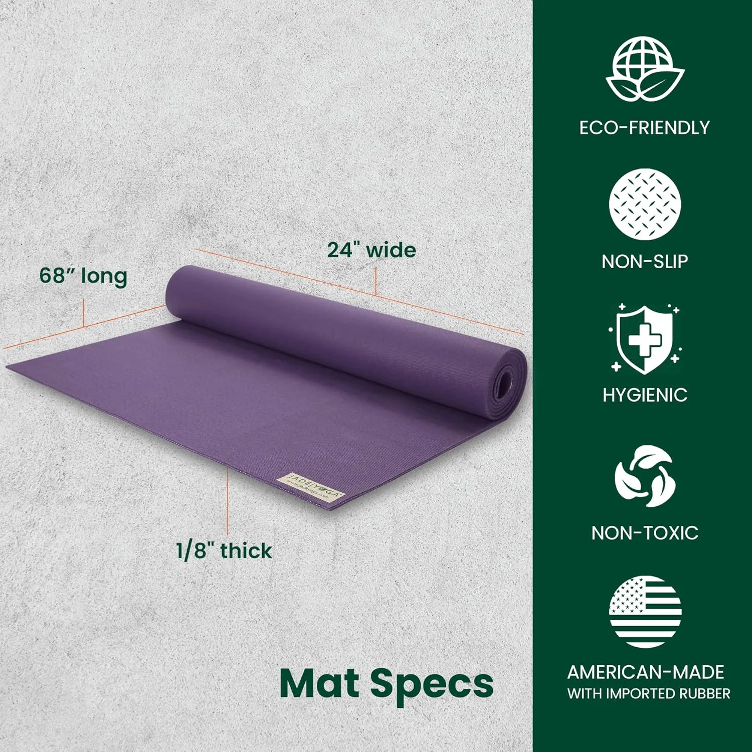 JadeYoga Travel Yoga Mat - Packable, Lightweight, and Portable Yoga Mat - Non-Slip Natural Rubber Mat for Women & Men - Great for Yoga, Home, Gym, Pilates, Fitness, and Stretching