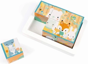 Janod Pure 6 Block Tray - Forest Animals Puzzle - Ages 1  - J05158