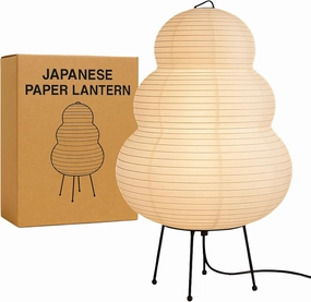 Japanese Paper Lantern Lamp | Noguchi Lamp for Warm, Cozy Ambiance with Beautiful Washi Shade | for Bedside, Desk, Or Living Room Decor