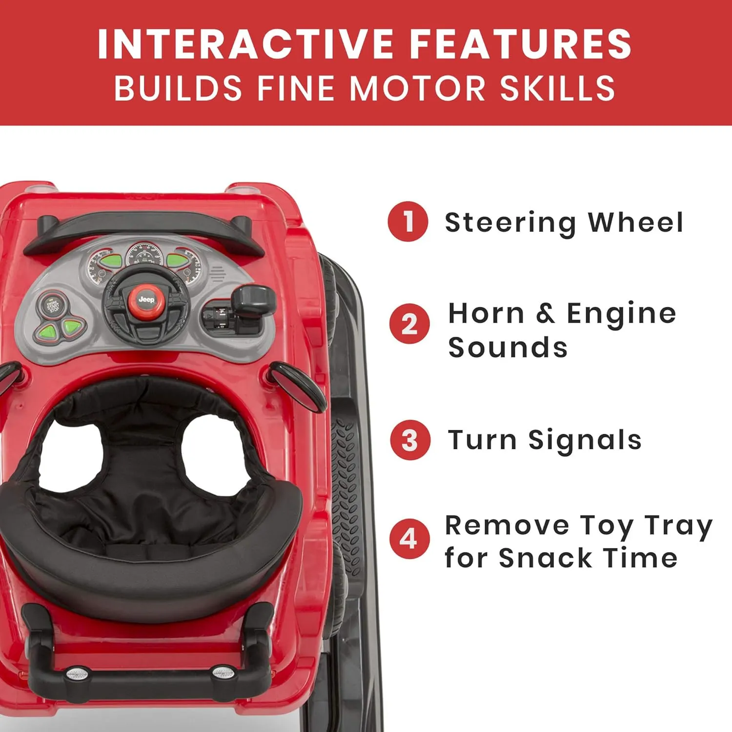 Jeep Classic Wrangler 3-in-1 Grow with Me Walker by Delta Children, Red