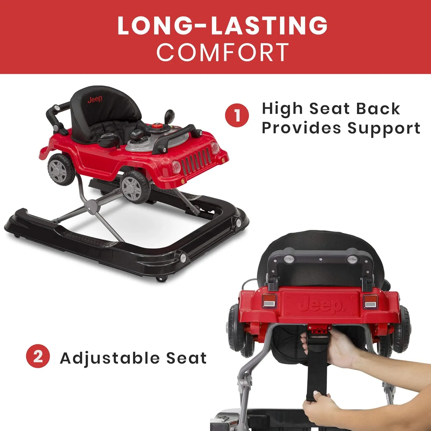 Jeep Classic Wrangler 3-in-1 Grow with Me Walker by Delta Children, Red
