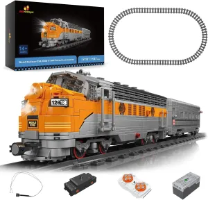 JMBricklayer Classic Train Set 51107, STEM Train Toys, Remote Control Train Model with Tracks, EMD F7 WP Diesel Locomotive Model Kits for Adults, Gift for Age 8 , Train Lovers Collections (1541 Pcs)