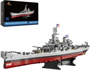 JMBricklayer Toy Battleship Building Set 60011, Classic Creative Military Missouri Battleship Model, Collectible Display Warship Toys for Adults, Christmas Birthday Gifts for 14 Boys,Teens (2228 Pcs)