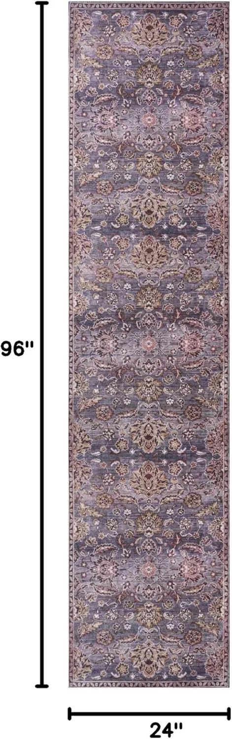 JONATHAN Y WSH106A-28 Victoria Ornate All-Over Machine Washable Indoor Bohemian Transitional Runner Rug,High Traffic,Kitchen,Living Room,Backyard,Non Shedding,2 X 8,Brown/Gray