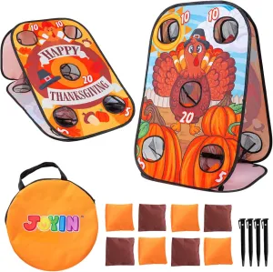 Joyin Thanksgiving Portable Collapsible 5 Holes Toss Game Board with 8 Bean Bags for Outdoor Indoor Yard Games, Backyard Party and Thanksgiving Theme Party Favor Supplies