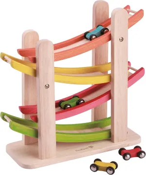 Jr. Ramp Racer. Race Track for Toddlers and 4 Wood Cars, Race Car Ramp Set