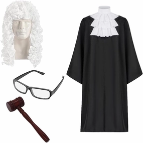 Judge Costume with Judge Collar Toy Gavel - Perfect for Halloween and Cosplay Parties