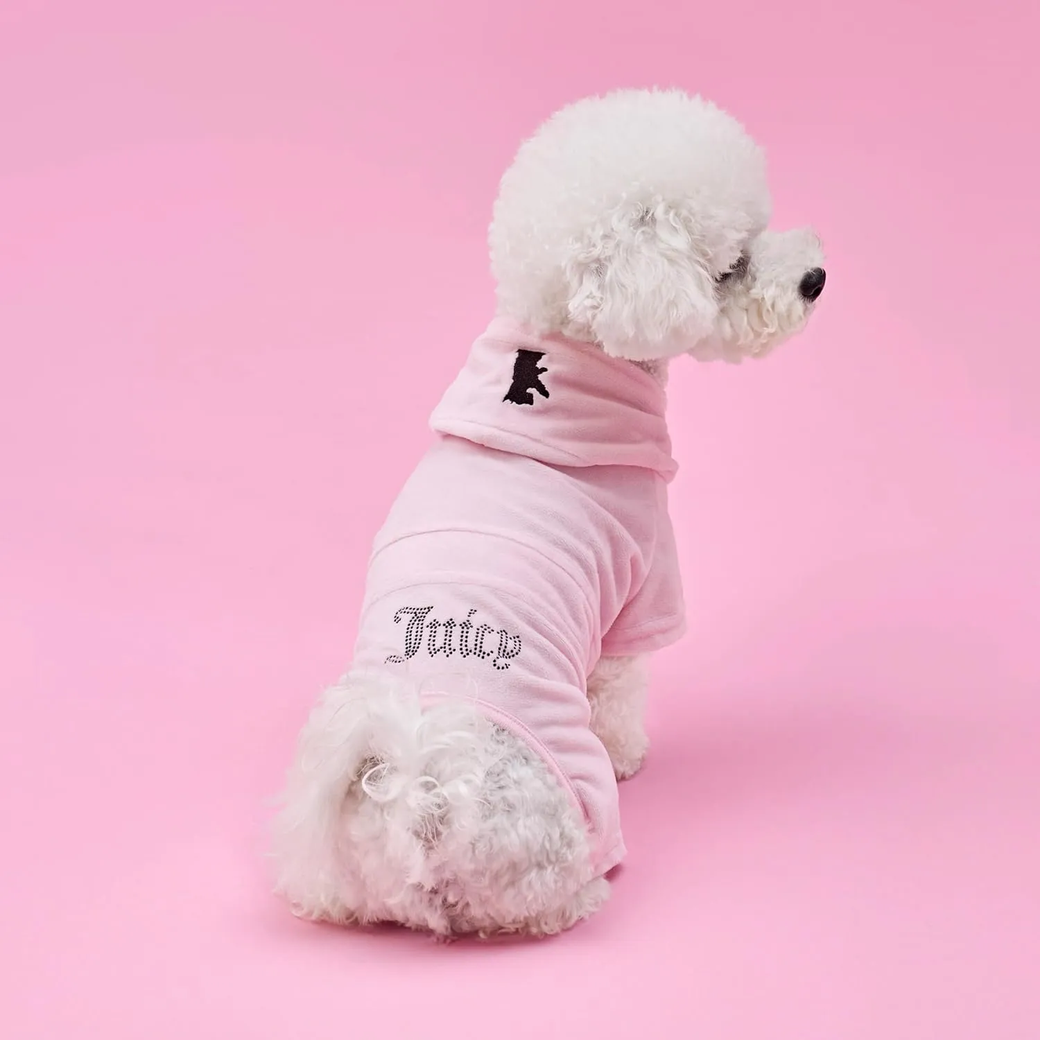 Juicy Couture Hooded Pet Juicy Bling Velour Tracksuit Chest 24 inches for Small Dogs and Cats - Pink - M/L
