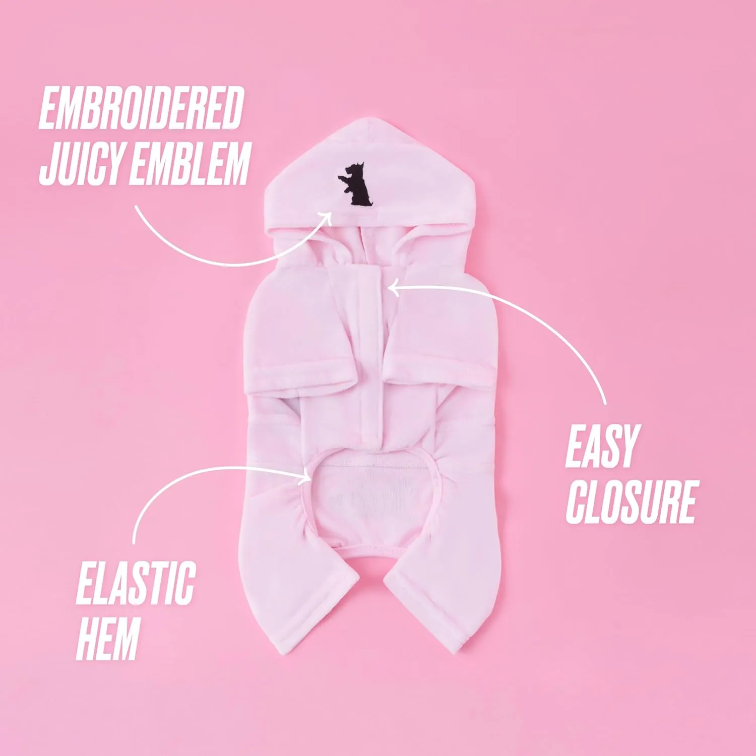 Juicy Couture Hooded Pet Juicy Bling Velour Tracksuit Chest 24 inches for Small Dogs and Cats - Pink - M/L
