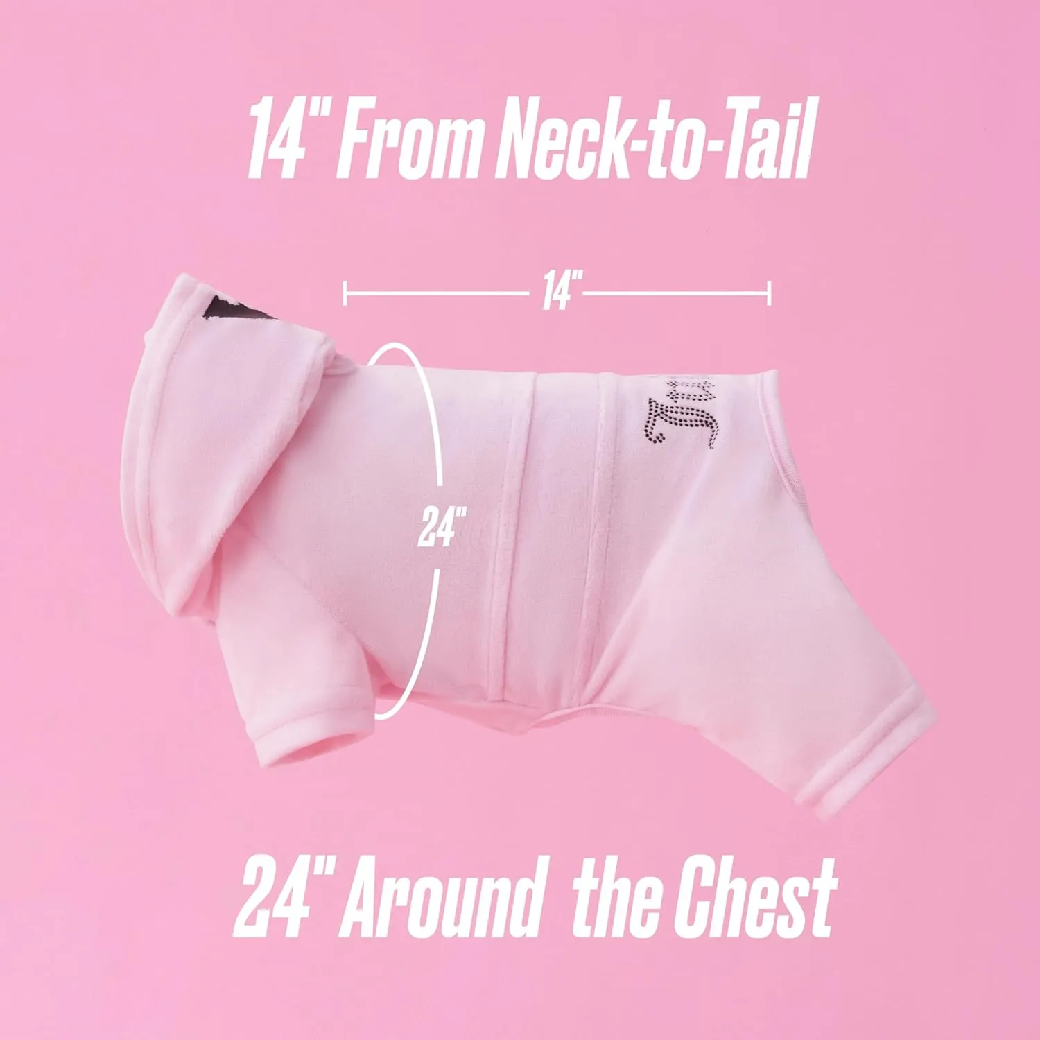 Juicy Couture Hooded Pet Juicy Bling Velour Tracksuit Chest 24 inches for Small Dogs and Cats - Pink - M/L