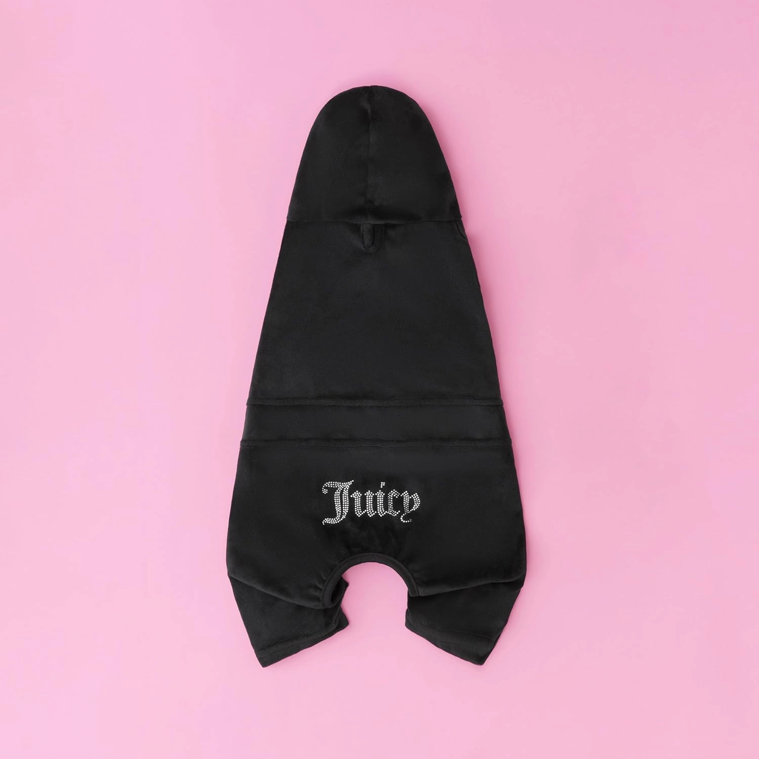 Juicy Couture Hooded Pet Juicy Bling Velour Tracksuit Chest 16 inches for Small Dogs and Cats - Black - XS/S