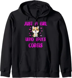 Just A Girl Who Loves Fall And Corgi Zip Hoodie