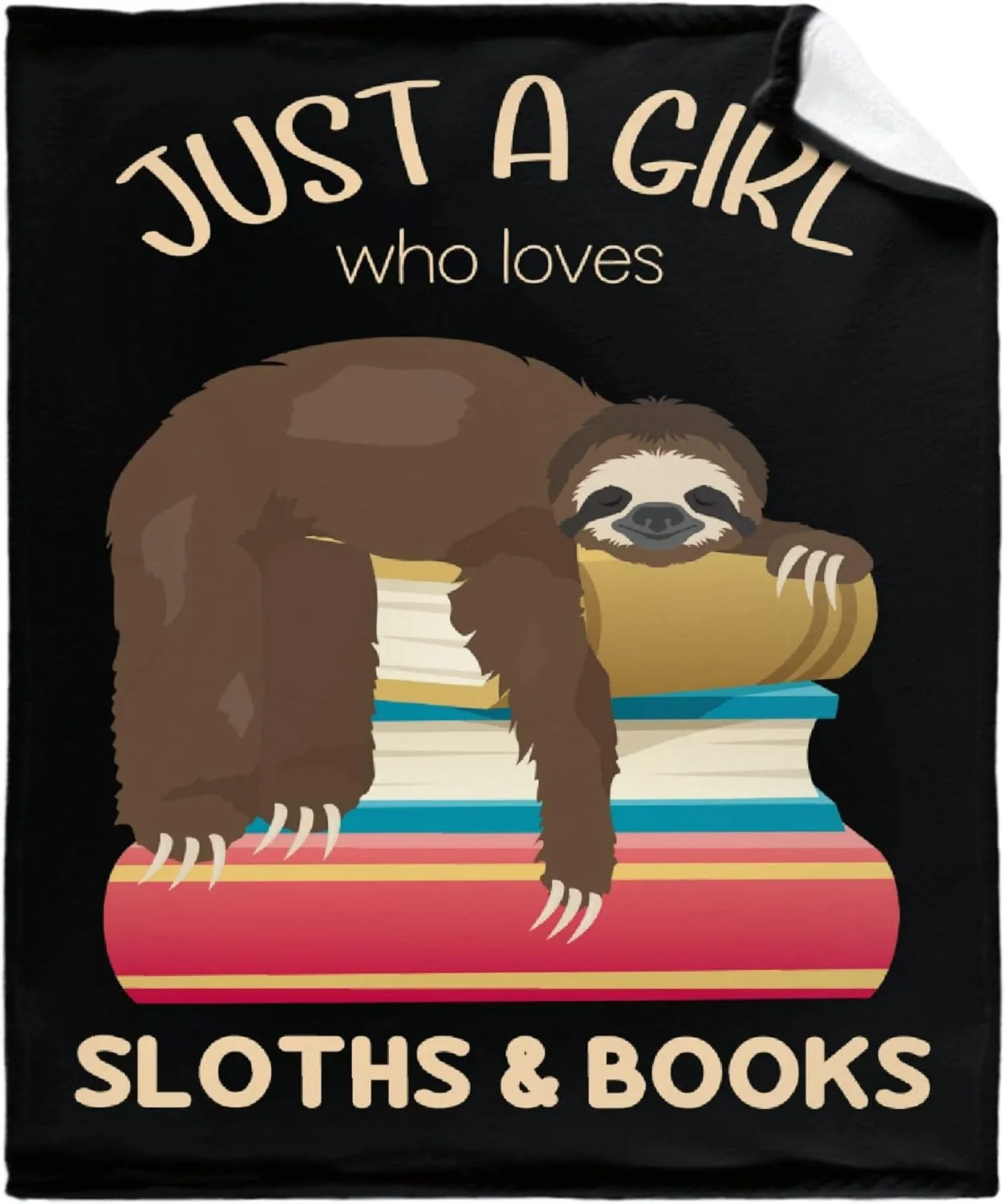 Just a Girl Who Loves Sloths and Books Blanket Lightweight Cozy Flannel Fleece Throw Blanket Best Gift Home Decor for Bed Couch Outdoor Camping 60"x50" M for Teens