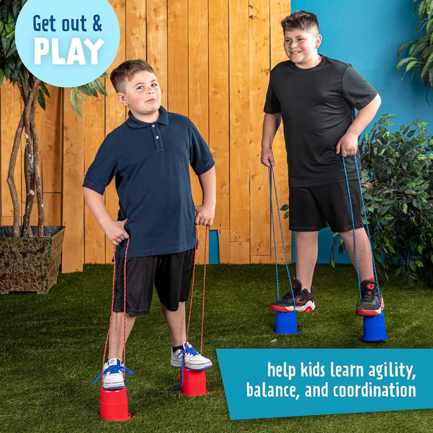 Just Jump It EZ Can Steppers Kids Stilts, Balance Stepping Stones for Kids, Walking Platform Stilt Sensory Stomper Toy for Children