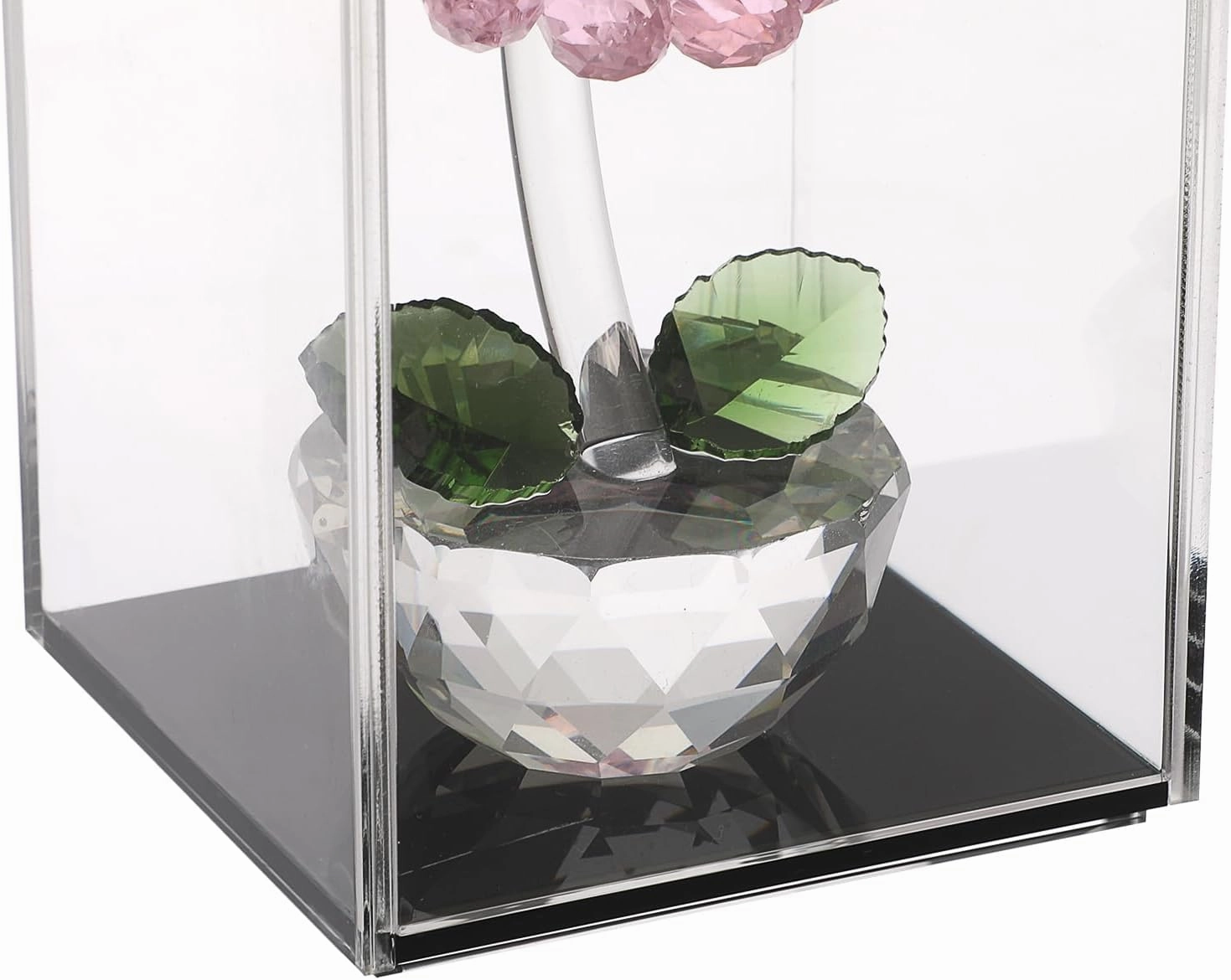 JUXYES Pack of 4 Clear Acrylic Display Case with Sliding Door for Mini Action Figures, Stackable Display Case Cube Small Showcase Free Standing Collectibles Protection Box, Black Bottom