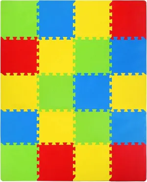 Kangler Kids Puzzle Play Mats, 20pcs Extra Large Colorful Foam Flooring Tiles, Interlocking Floor Mats with Borders for Children Infant Baby Crawling, Exercise, Playroom, Play Area, Baby Nursery