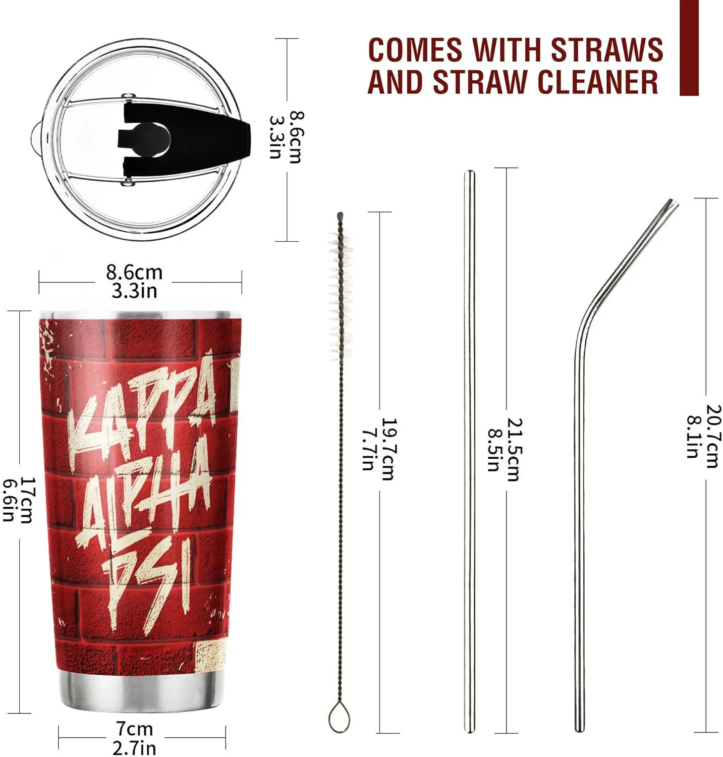 Kappa Alpha Psi Official Vendor - 20 oz Coffee Tumbler - Blocks - Fraternity Paraphernalia