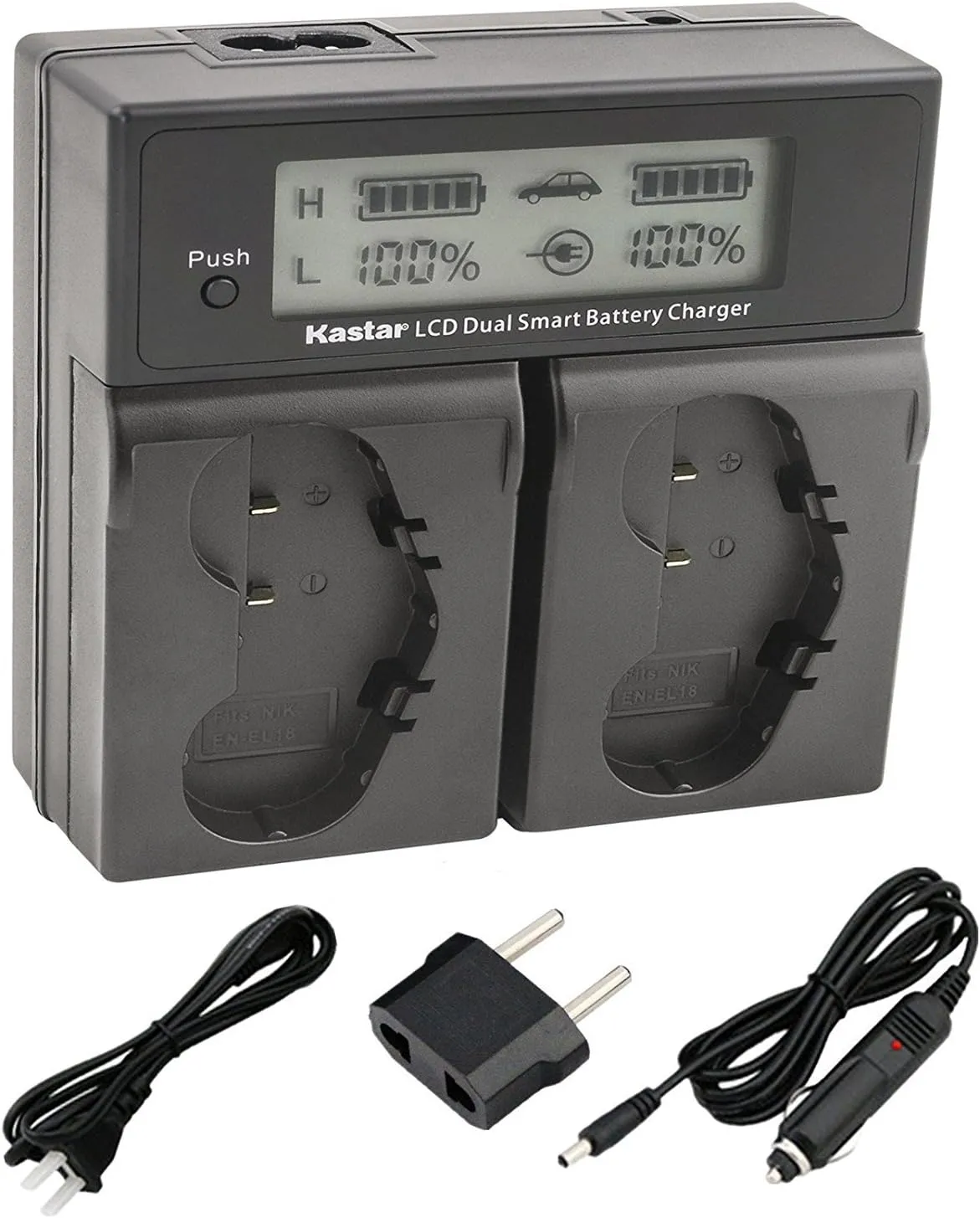 Kastar LCD Dual Fast Charger for Nikon EN-EL18c EN-EL18b EN-EL18a Nikon D4, Nikon D4S, Nikon D5, Nikon D800 D800E D810 D810A Battery Grip MB-D12, Nikon D500 Grip MB-D17, Nikon D850 Battery Grip MB-D18