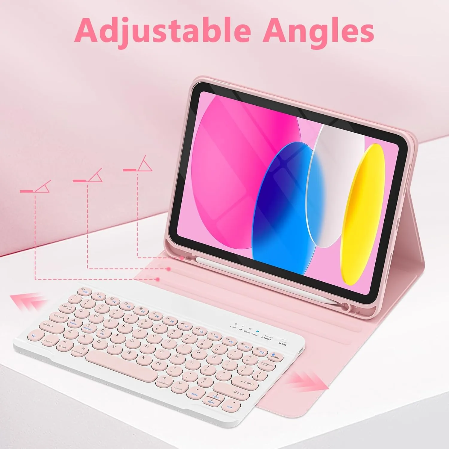 KBCASE Keyboard Case for iPad A16 11 inch 2025 / 10th Generation 10.9 inch 2022, Detachable Wireless Keyboard Cover with Pencil Holder for iPad 11/10th Gen (Light Pink)