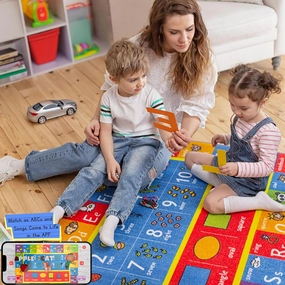 KC CUBS ABC Alphabet, Numbers and Shapes Educational Learning & Fun Game Play Area Rug for Children Bedroom, Toddler Classroom and Baby Playroom Mat