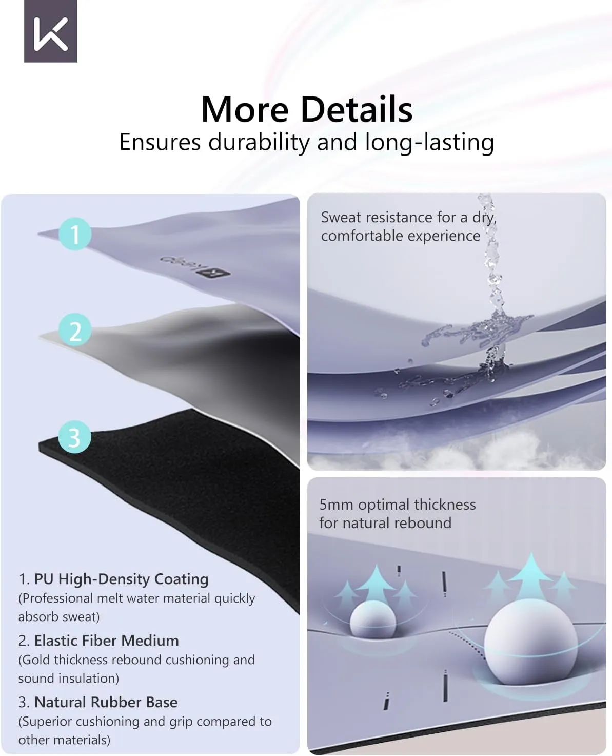 KEEP Professional Yoga Mat with Strap for Men and Women, 5mm Heavy High-Density Natural Rubber Mat for Premium Material Superior Grip, Non-Slip, Eco-Friendly 72"x26" Exercise Mat