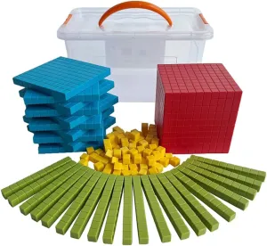 Kghios Base Ten Blocks Set - 131 PCS Base 10 Blocks Set with Game Mat for Math ，Learning Math Manipulative Teach Kids Volume, Place Value and Number Concepts for Early Counting Math in School or Home