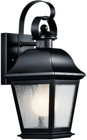 Kichler Mount Vernon 12.5" 1 Light Outdoor Wall Light with Clear Seeded Glass in Black