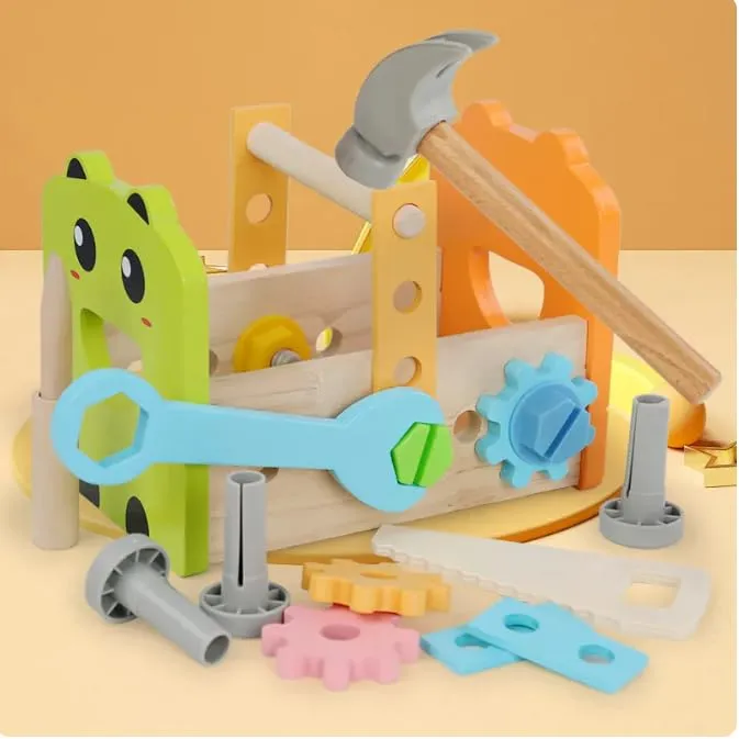 Kids' Build & Fix Workshop Kit - Pretend Play Toolbox with Realistic Screws, Hammer & Nails   STEM Learning Blocks for Creative Construction (Ages 3 )