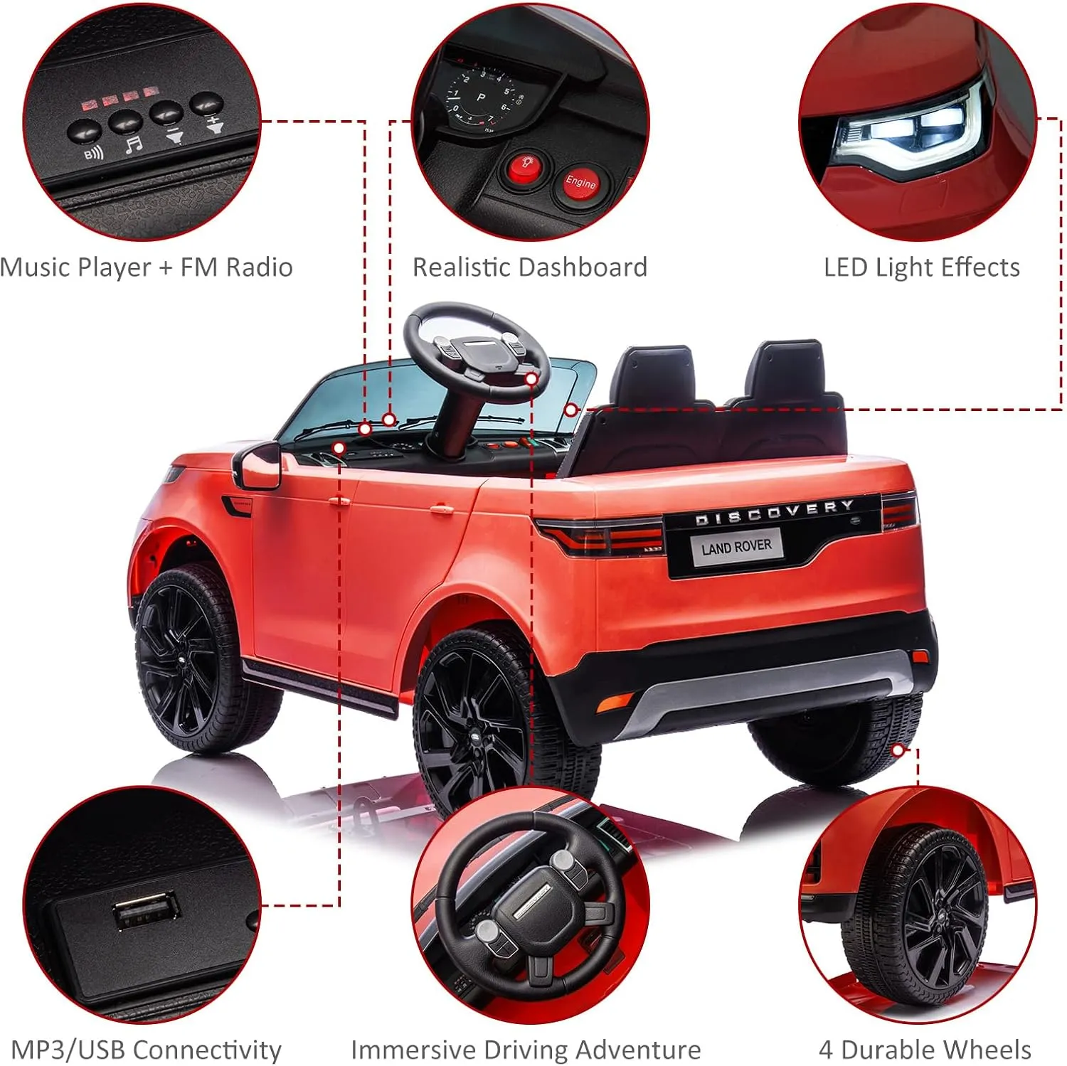 Kids Ride On Car, Battery Powered Kids Electric Car for Kid with Remote Control, Soft Start, LED Lights, Music Horn, 3 Speeds, Double Doors, 12V 4.5AH Ride On Toy for Toddlers Ages 3 