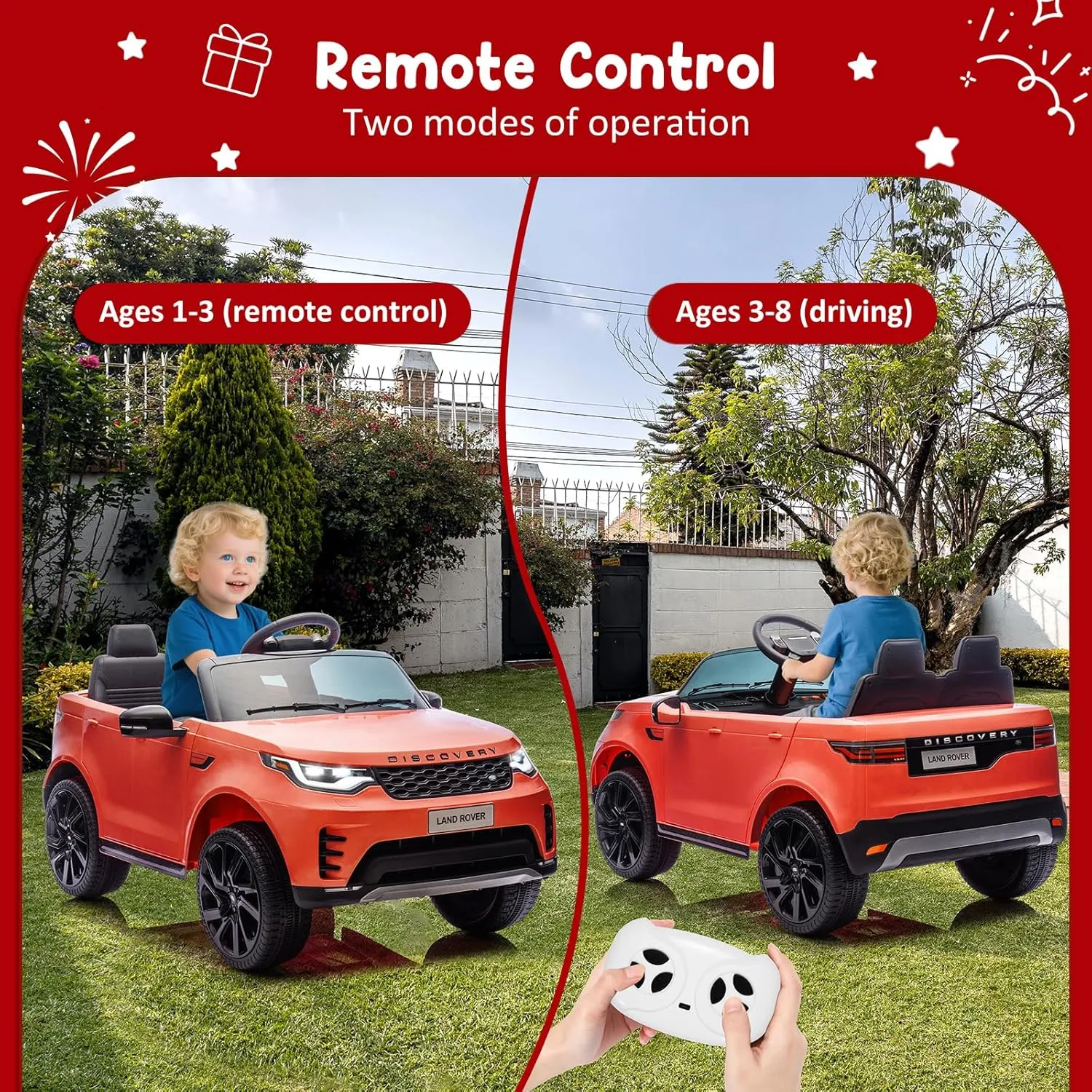 Kids Ride On Car, Battery Powered Kids Electric Car for Kid with Remote Control, Soft Start, LED Lights, Music Horn, 3 Speeds, Double Doors, 12V 4.5AH Ride On Toy for Toddlers Ages 3 