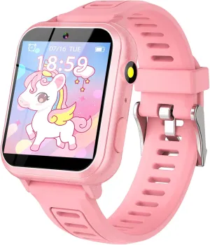 Kids Smartwatch, Toy for Boys and Girls Ages 3-13 with 24 Games, Camera, Music Playback, time Display, Video and Audio Recording Features and More (Pink)
