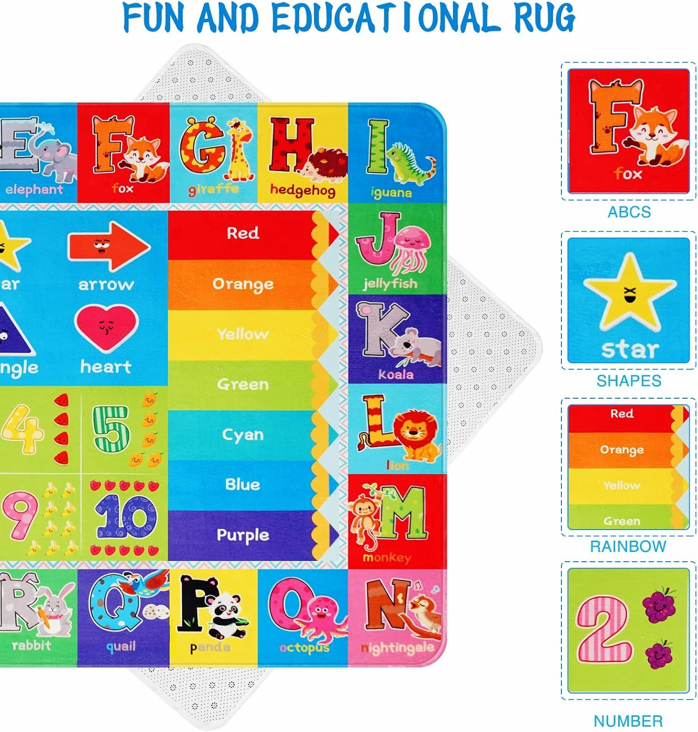 Kids Play Rug for Playroom, Kids Play Mat ABC Educational Area Rug, Preschool Classroom Mat, Alphabet Animal Soft Non-Slip Rug Carpet for Boy Girl Bedroom (59X39.4 INCH Green)