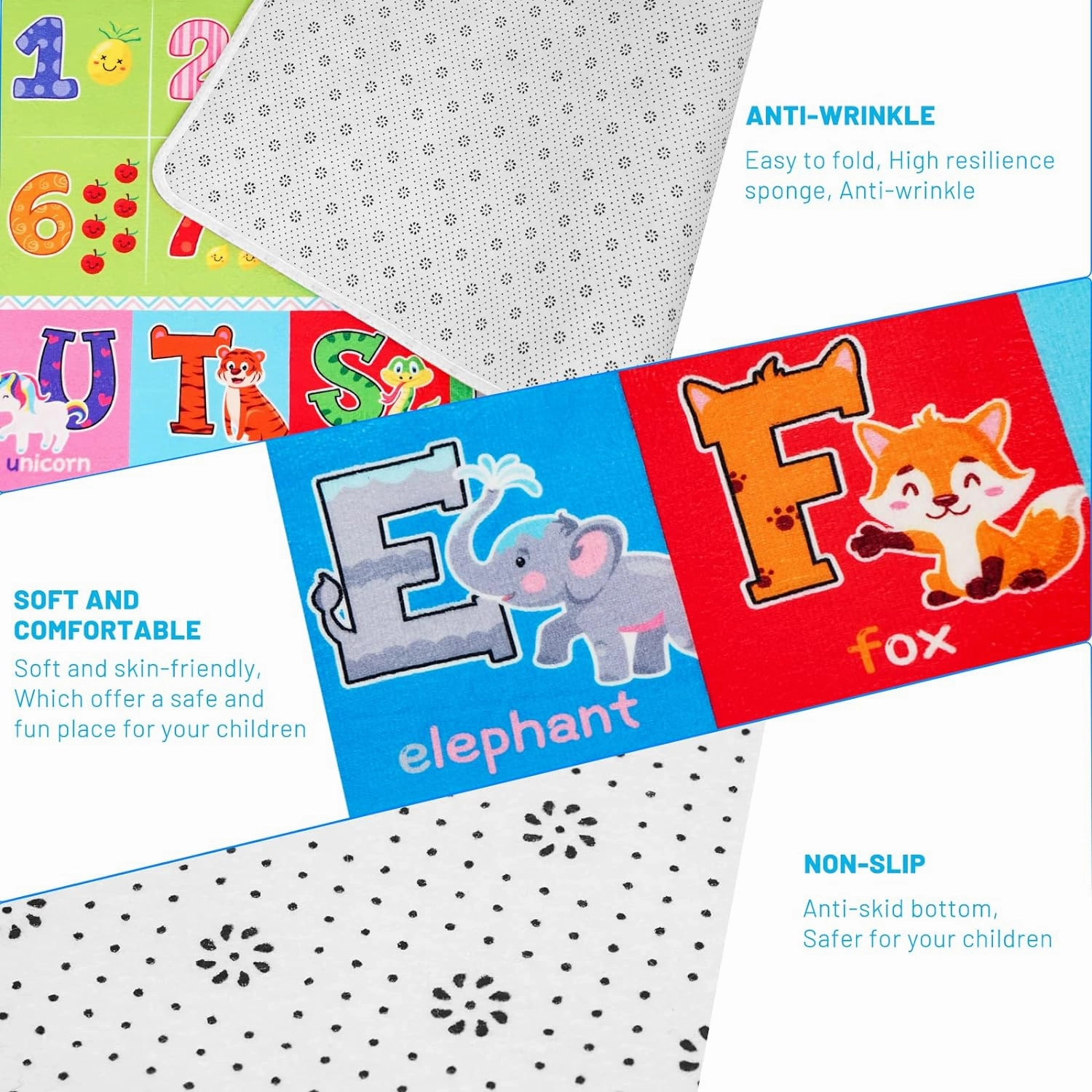 Kids Play Rug for Playroom, Kids Play Mat ABC Educational Area Rug, Preschool Classroom Mat, Alphabet Animal Soft Non-Slip Rug Carpet for Boy Girl Bedroom (59X39.4 INCH Green)