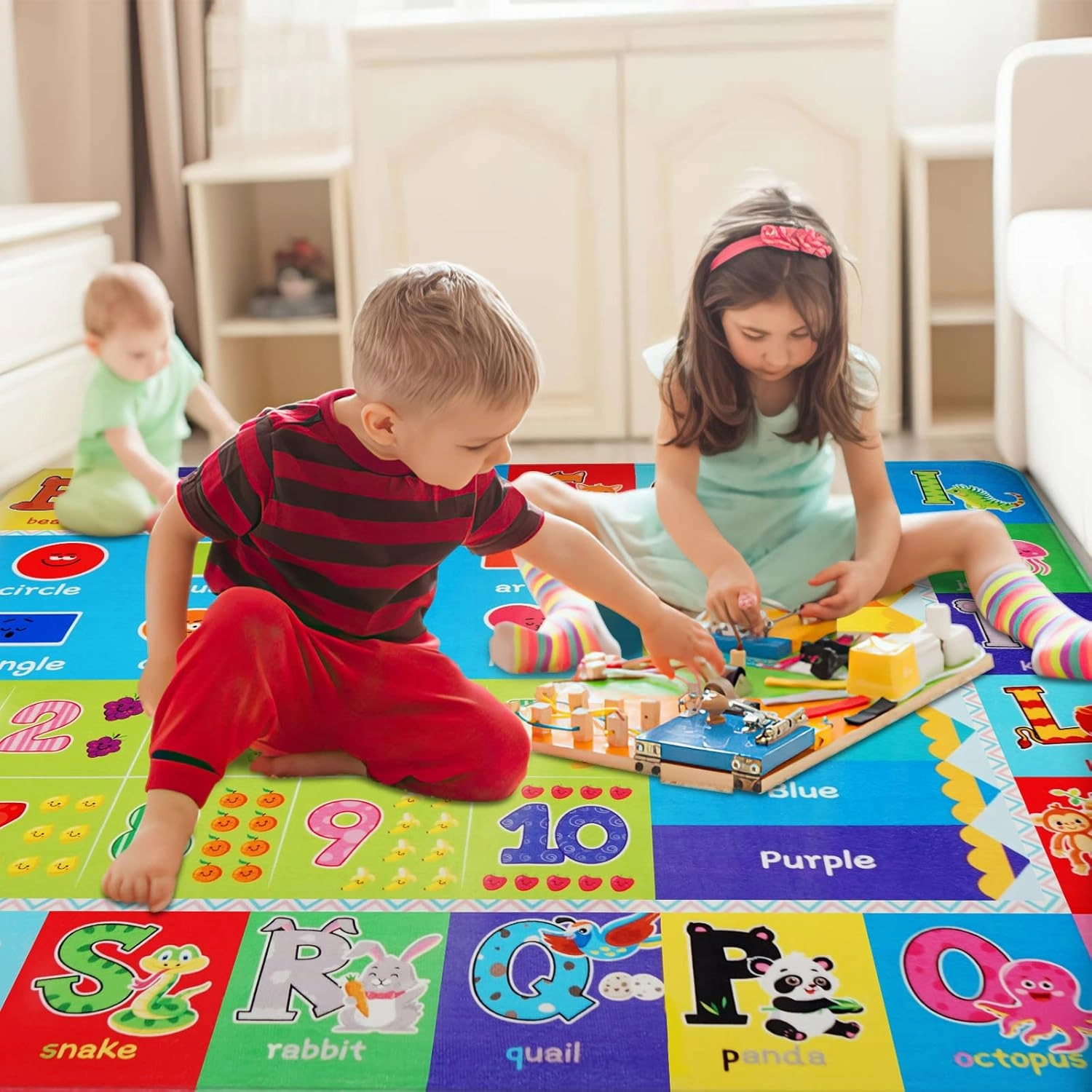 Kids Play Rug for Playroom, Kids Play Mat ABC Educational Area Rug, Preschool Classroom Mat, Alphabet Animal Soft Non-Slip Rug Carpet for Boy Girl Bedroom (59X39.4 INCH Green)