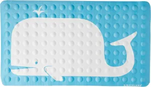 Kikkerland Bathmat, Whale, Natural Rubber High Grip Suction Cup, 27 by 15-inches, Blue/White