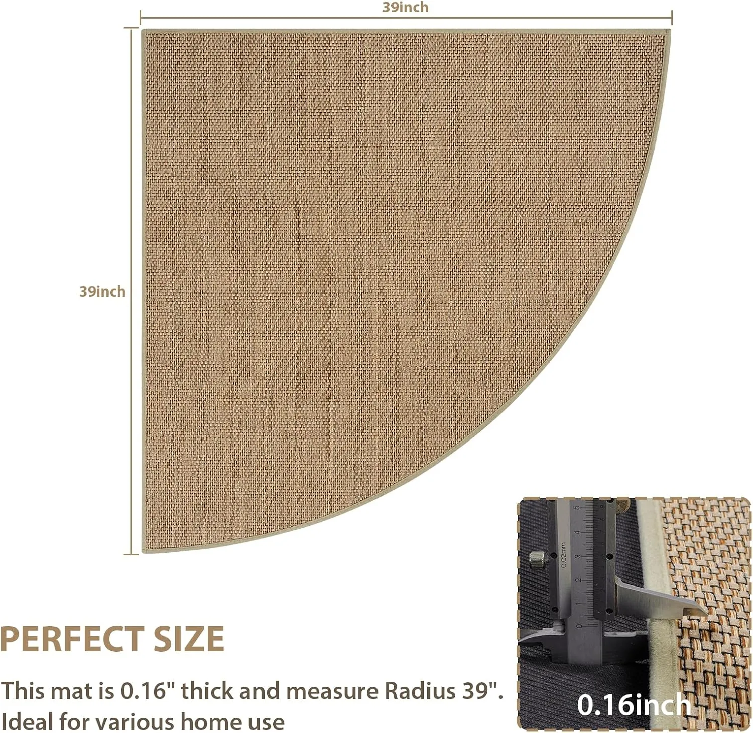 KIMODE Farmhouse Kitchen Rugs Non Slip Washable,Circular Sector Kitchen Mats for Floor Radius 39",Absorbent Corner Kitchen Sink Rug for Laundry Room Home,Beige/Khaki