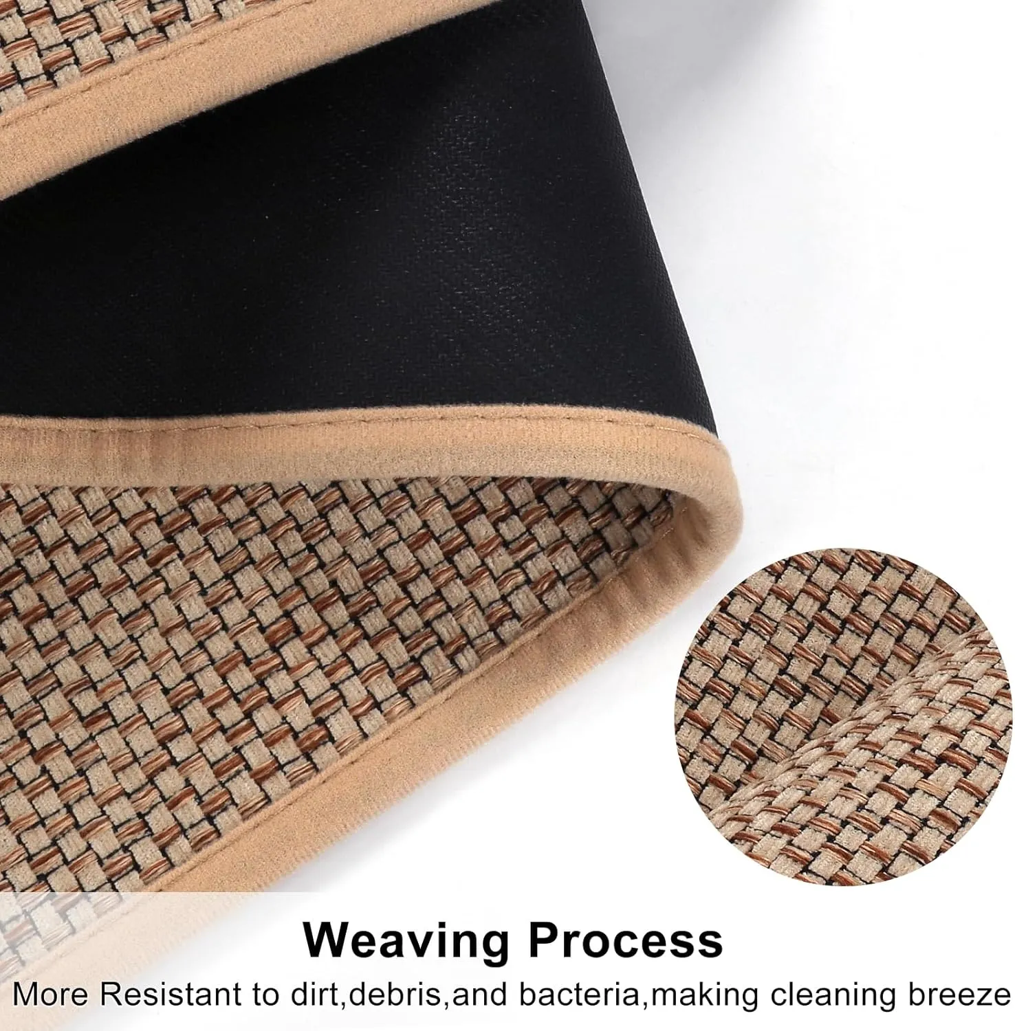 KIMODE Farmhouse Kitchen Rugs Non Slip Washable,Circular Sector Kitchen Mats for Floor Radius 39",Absorbent Corner Kitchen Sink Rug for Laundry Room Home,Beige/Khaki