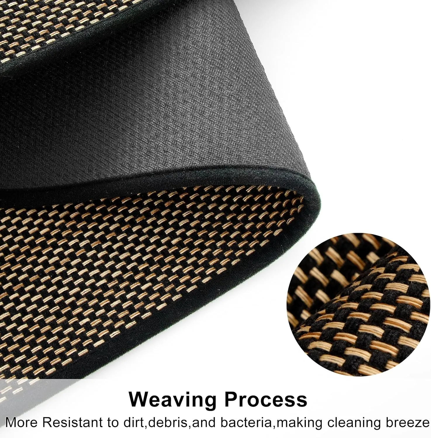 KIMODE Farmhouse Kitchen Rugs Non Slip Washable,Circular Sector Kitchen Mats for Floor Radius 39",Absorbent Corner Kitchen Sink Rug for Laundry Room Home,Black Multi