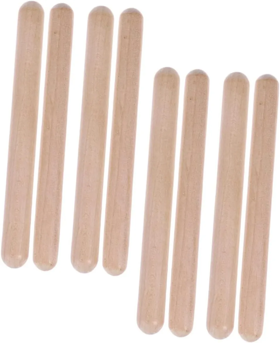 Kisangel 4 Pairs Music Rhythm Stick Educational Rhythm Sticks Percussion Toddler Toys Kid Sensory Musical Drumsticks Baby Instrument Accessories Wood Stick Children Beating Sticks Wooden