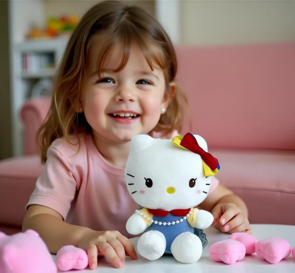 Kitty Plush 10” Collectible Kitty Plushie Cute Stuffed Animal Toy Adorable Kawaii Doll (Pearls Classic)