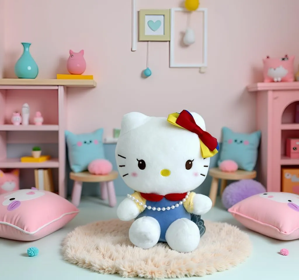 Kitty Plush 10” Collectible Kitty Plushie Cute Stuffed Animal Toy Adorable Kawaii Doll (Pearls Classic)