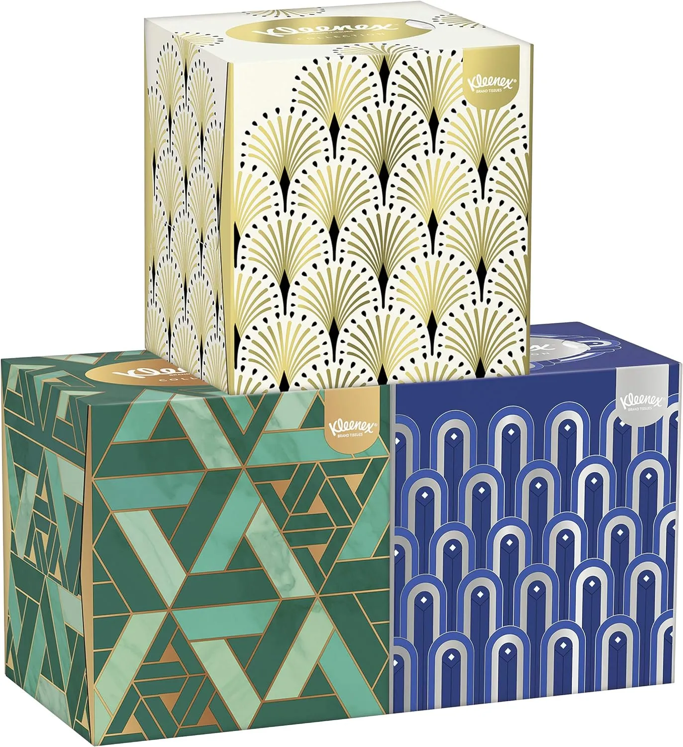 Kleenex Cube Soft Facial Tissues, 3-Ply, Assorted Designs and Colors, 56 Count, Pack of 12