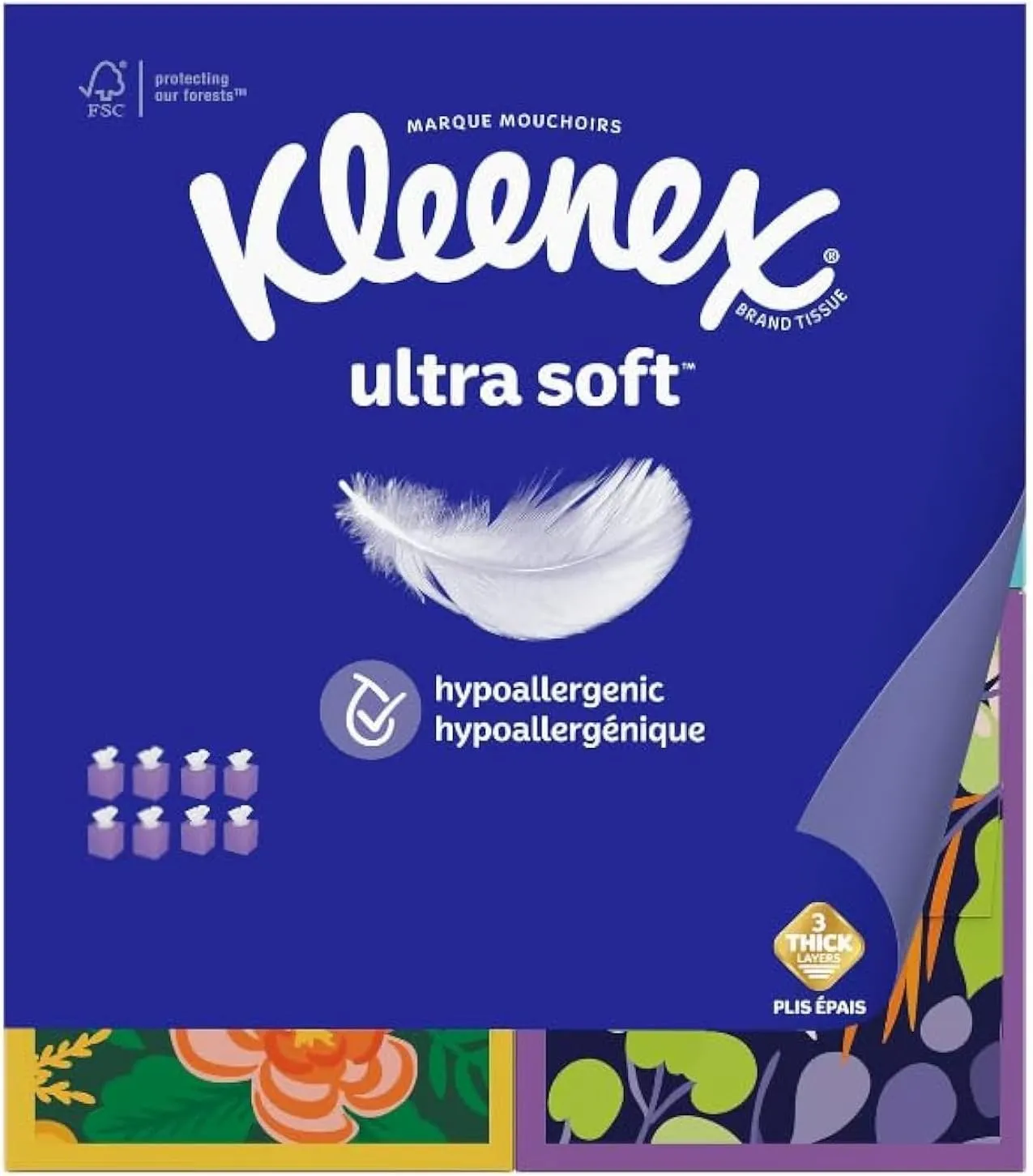 Kleenex Ultra Soft 8 Cube Boxes, 72 Tissues per Box - Designs and Packaging May Vary