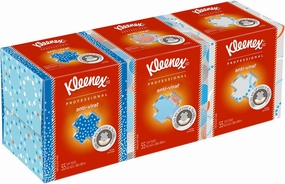 Kleenex Professional Anti-Viral Facial Tissue, Bulk (21286), 3-Ply, White, Upright Cube Boxed Format, Designed for Business (55 Tissues/Box, 3 Boxes)