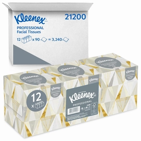 Kleenex Professional Facial Tissue, Bulk (21200), Upright Cube Boxed Format, Designed for Business (90 Tissues/Box, 36 Boxes, 3,240 Sheets/Case)