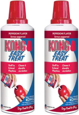 KONG Easy Treat Pepperoni - Spreadable Dog Treat Paste for Lick Mats - Pet Treat Spray for Dog Enrichment - Dog Treat Paste for Slow Feeder - Liquid Treat for Dogs - 8 oz, Pepperoni (2 Pack)
