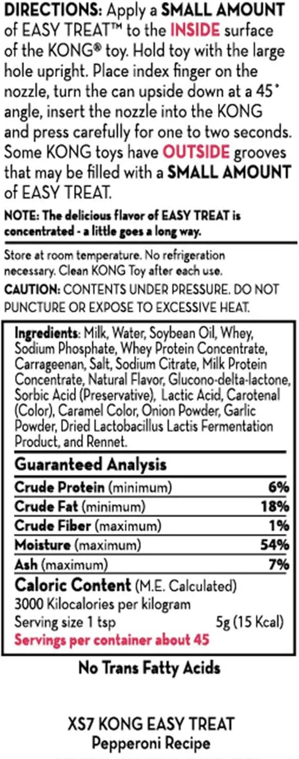 KONG Easy Treat Pepperoni - Spreadable Dog Treat Paste for Lick Mats - Pet Treat Spray for Dog Enrichment - Dog Treat Paste for Slow Feeder - Liquid Treat for Dogs - 8 oz, Pepperoni (2 Pack)